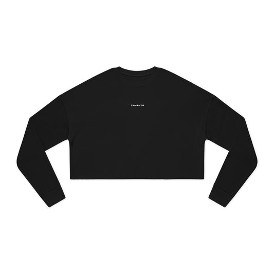 Minimalist Cropped Sweatshirt — Tiny 'THOUGHTS' Back Text, Women's Casual Streetwear