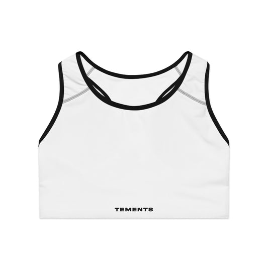 Sports Bra — Minimalist White Racerback with 'Thepants' Script Logo