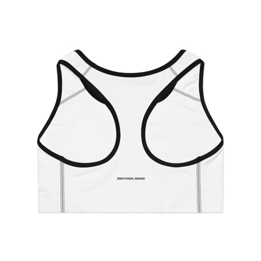 Sports Bra — Minimalist White Racerback with 'Thepants' Script Logo